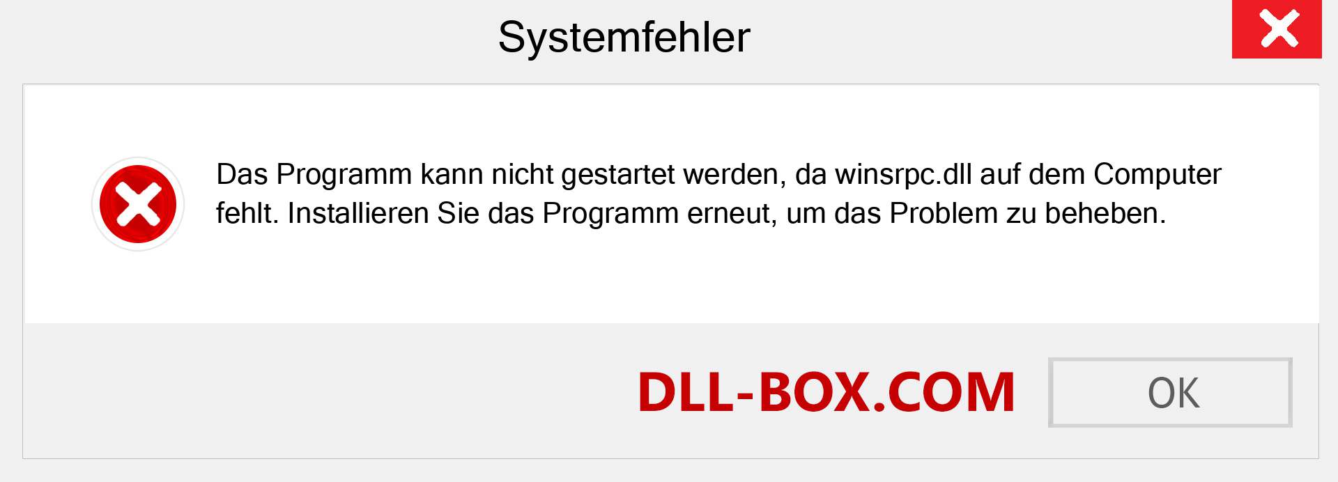 winsrpc.dll-Datei fehlt?. Download für Windows 7, 8, 10 - Fix winsrpc dll Missing Error unter Windows, Fotos, Bildern