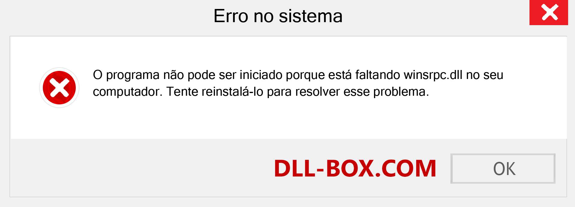 Arquivo winsrpc.dll ausente ?. Download para Windows 7, 8, 10 - Correção de erro ausente winsrpc dll no Windows, fotos, imagens